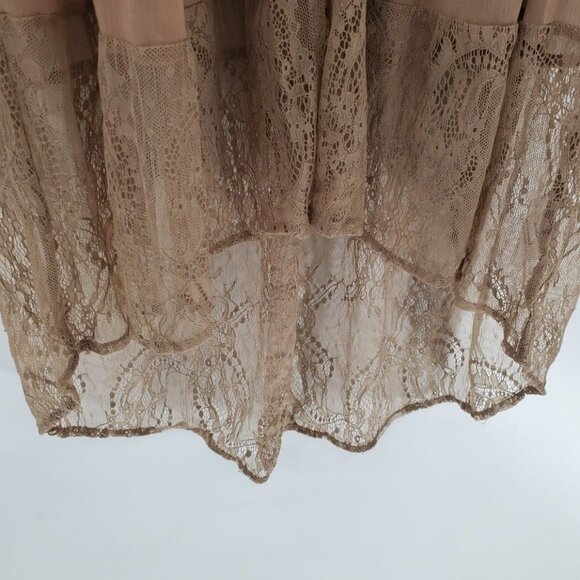 Taylor & Sage Womens Long Lace Button Front Tank Top Size XS Brown Sheer Boho - Picture 6 of 14